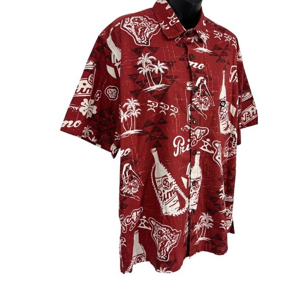 Rix Red Hawaiian Aloha Shirt Primo Beer Size Large L Short Sleeve Men Causal EUC - Picture 2 of 8